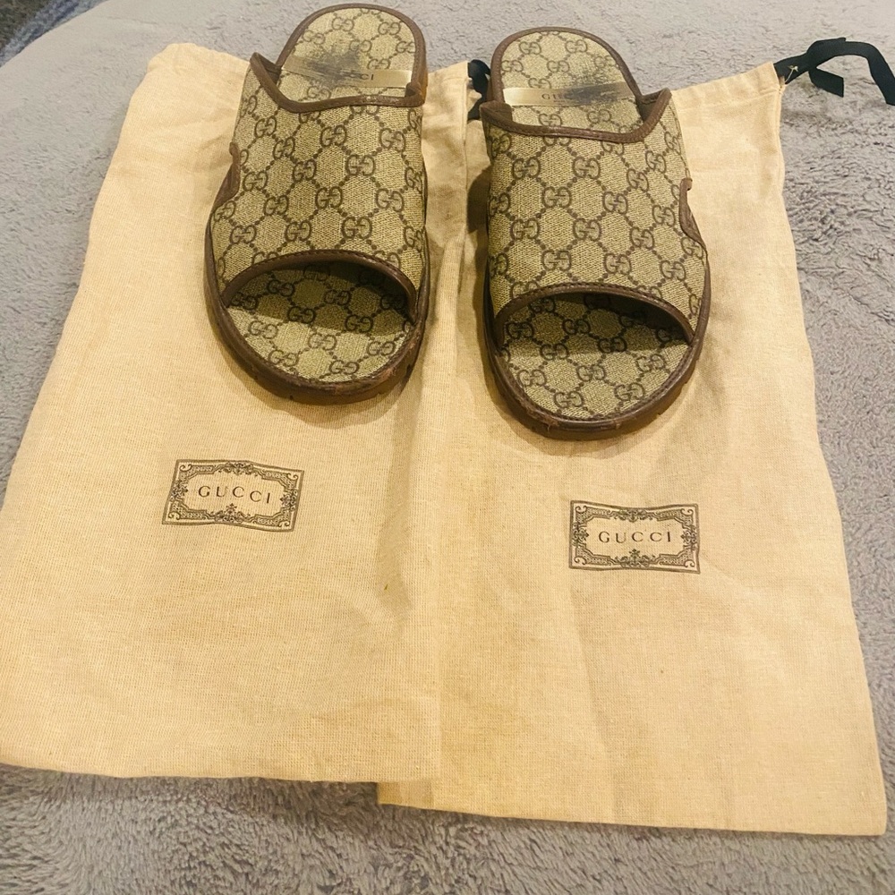 O/B/O Gucci Brown Slide Sandals
